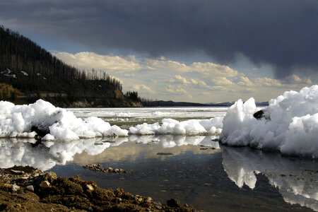 Yellowstone Lake in the winter at Yellowstone National Park, Wyoming