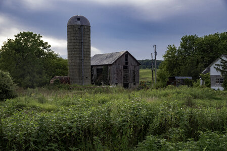 Grey-blue Skies with Barn and crops