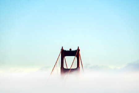 Top of the Bridge in the fog photo