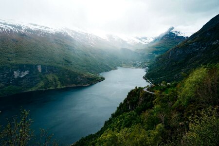 Fog landscape mountains photo