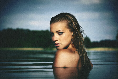 Nude Young Woman in the Water photo