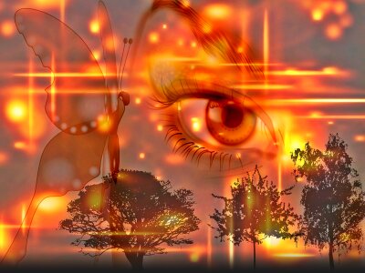 Sky light effect woman