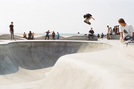 Extreme young skateboarder photo