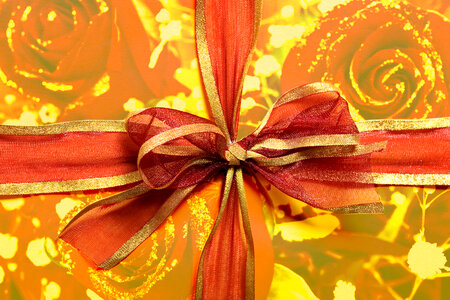 present box with red bow photo