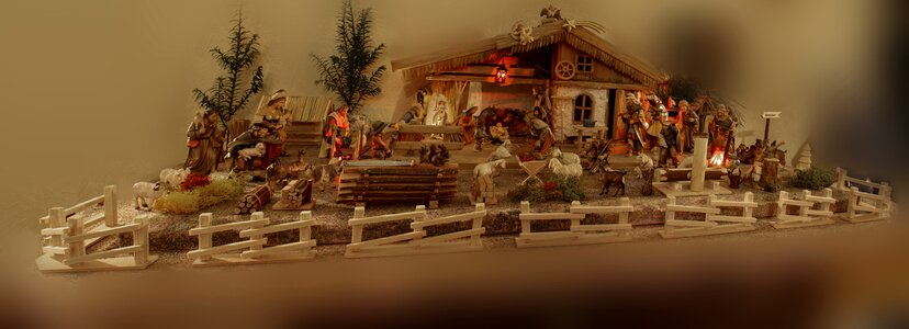 Crib nativity scene father christmas photo