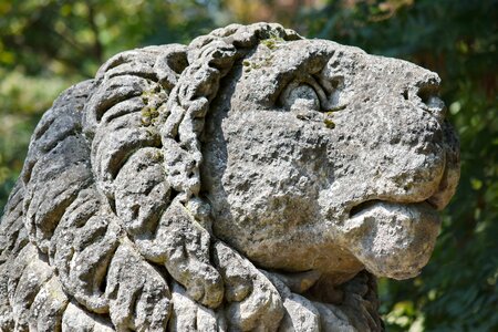 Granite lion statue