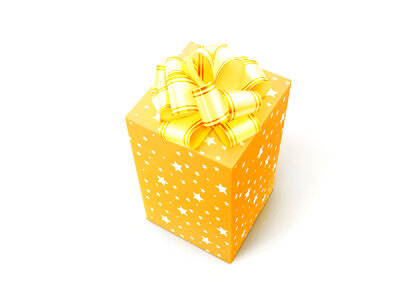 Yellow gift box photo