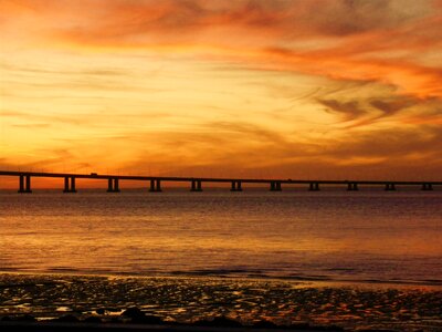 Dusk Sky Over Bridge at Lisbon, Portugal photo