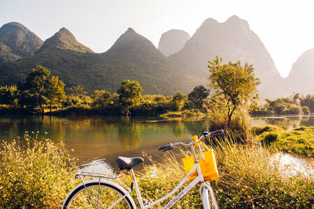 Bicycle on the River, Yangshuo, Guilin, China photo