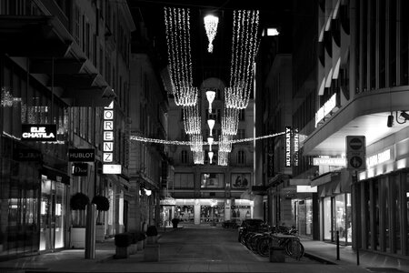 Night Street Life in Geneva photo