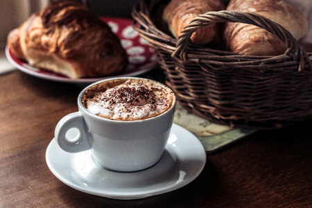 Frothy Coffee & Croissant photo