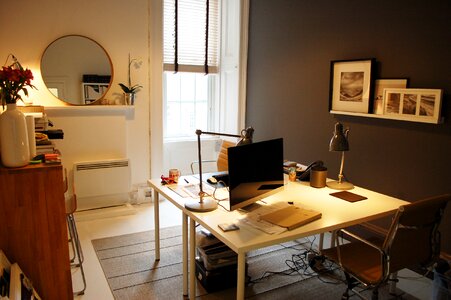 Interior design desks modern office photo