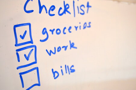 White Board Checklist Blue photo