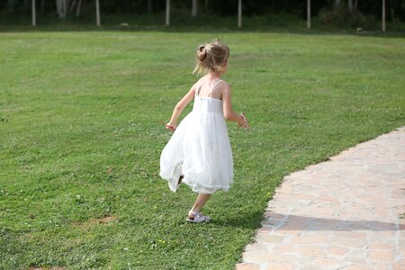 Blonde Hair running child photo