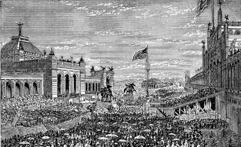 Opening day in 1876 at Centennial Exhibition in Philadelphia, Pennsylvania