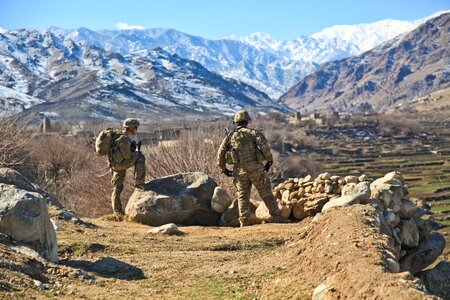 Armed combat-ready battle photo