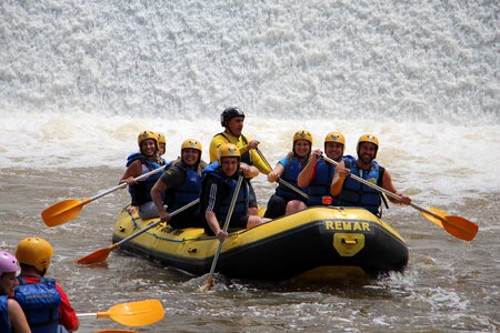 Team boat paddling