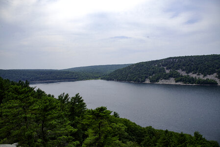 Scenic cloudy overlook at Devil's Lake photo