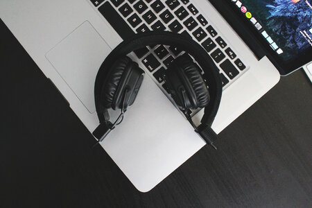 Headphones and Laptop photo