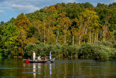 Group fly fishing from drift boat on White River-3