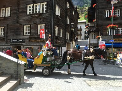 Horse carriage for the hotel customer in Zermatt, Switzerland photo