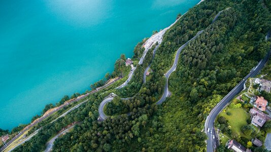 Aerial View of Curvy Road photo