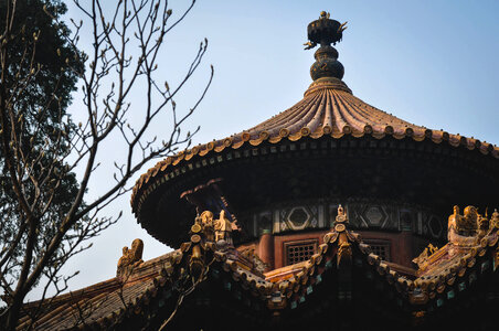 Top of a pavilion in the Forbidden City, Beijing, China. photo