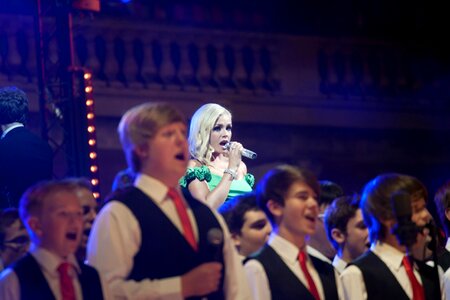 Boys' aloud choir singing stage photo