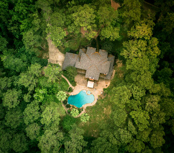 Aerial view of large mansion photo