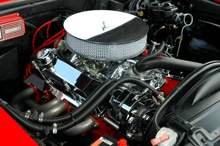 Car Engine with tubes and cylinders photo