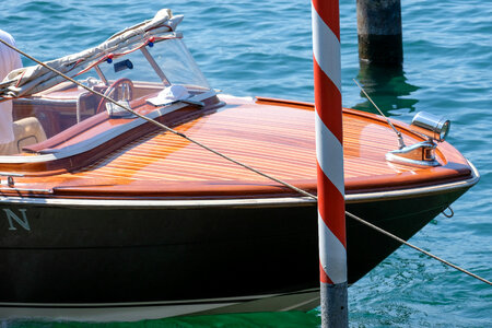 Luxurious Sailboat Prow with Wooden Top photo