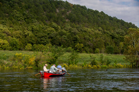 Group fly fishing from drift boat on White River-1 photo