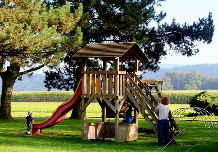 Climbing tower autumn trees