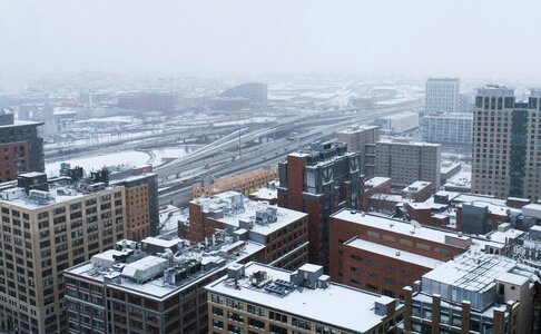 Aerial City Snow photo