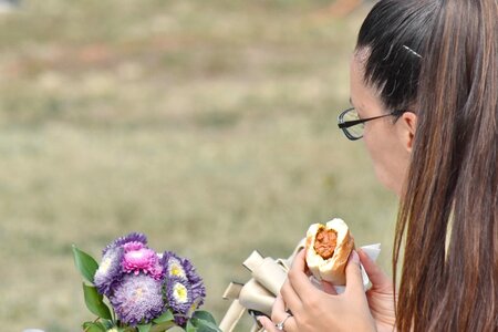 Bouquet eyeglasses fast food photo