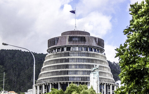 Beehive building in Wellington, New Zealand photo