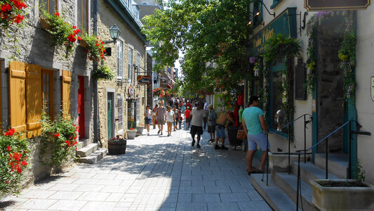 Alleyway with people in Quebec City, Canada photo