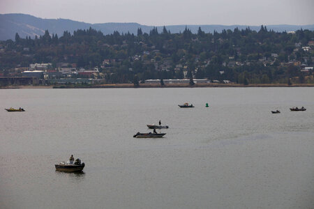 Fishing near a small town along the Columbia River