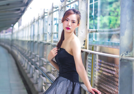 Fashion lifestyle portrait of young asian woman photo