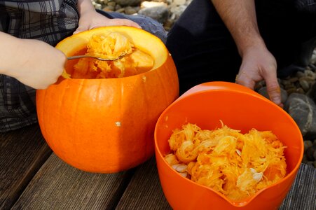 Orange vegetables hollow out photo