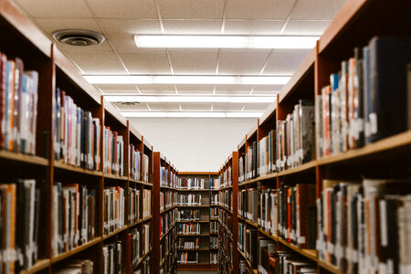 Bookshelfs in Library photo