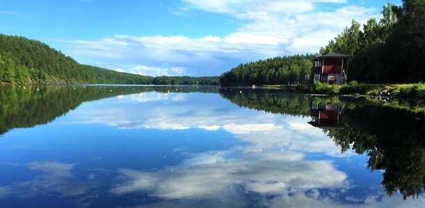Blue Sky forest lake