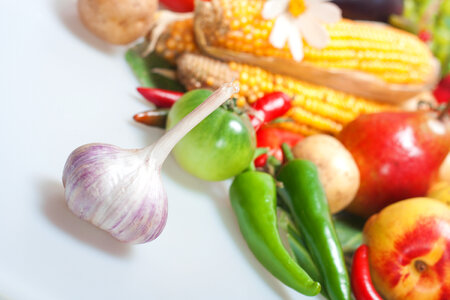 Garlic and vegetables photo