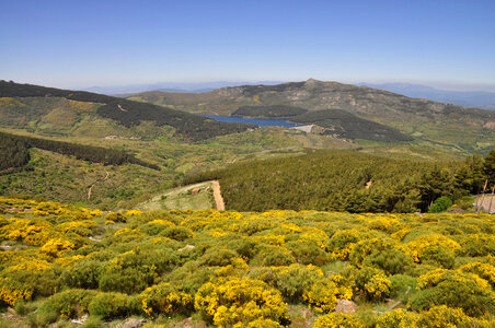 Landscape with lake with hills