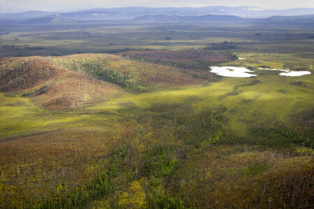 Aerial shot of mountains and ponds in Tetlin National Wildlife Refuge photo