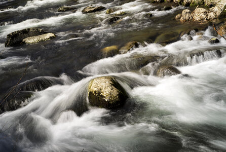 Water and Rapids rushing in the river at Great Smoky Mountains National Park, North Carolina photo