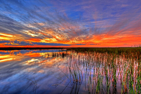 Dusk and sunset over the lagoon in Florida
