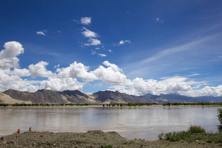 River water blue sky