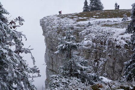 Switzerland cliff fog photo