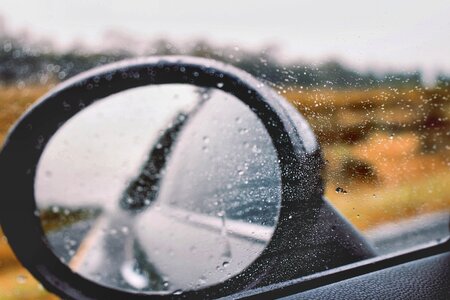 Rain Drops on Car Mirror and Window photo